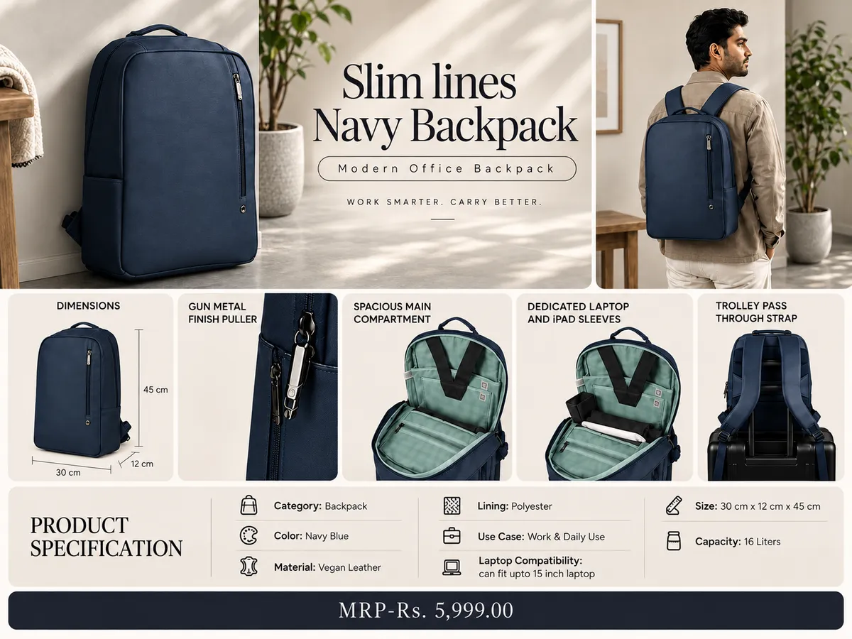 HOC Slim Lines Blue Backpack