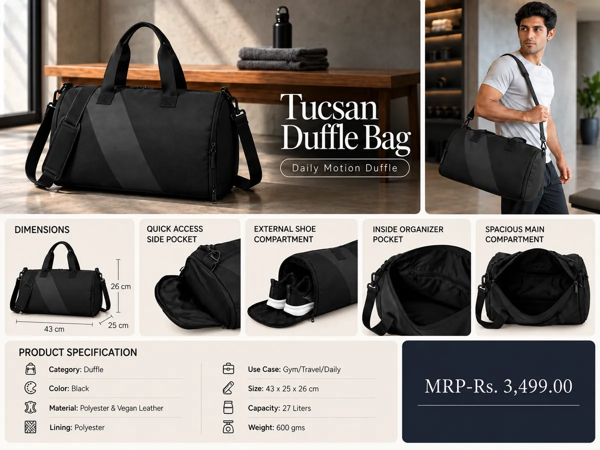 HOC Tucsan Black Duffle Bag