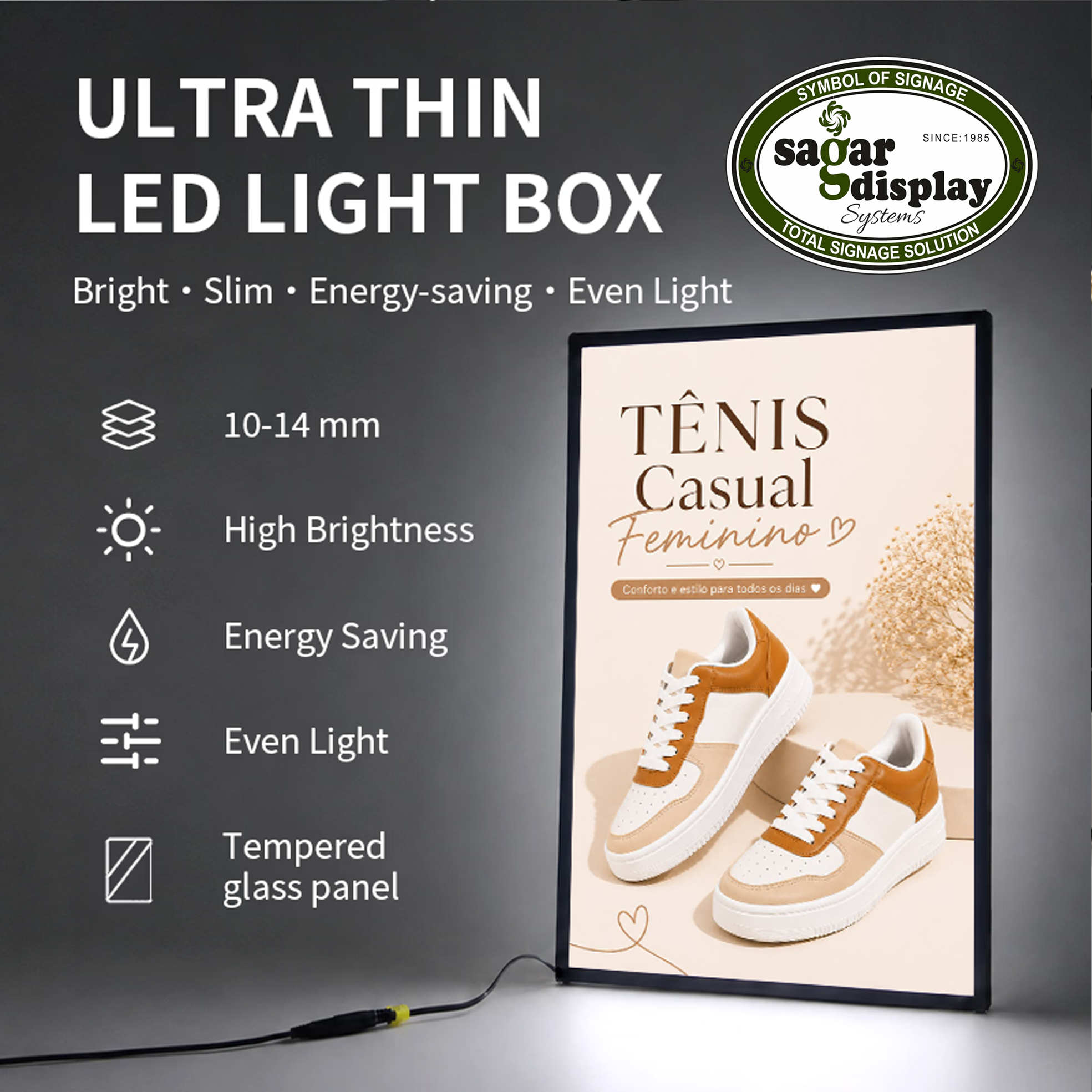 Ultra Slim LED Backlit Board, A2, Silver Frame