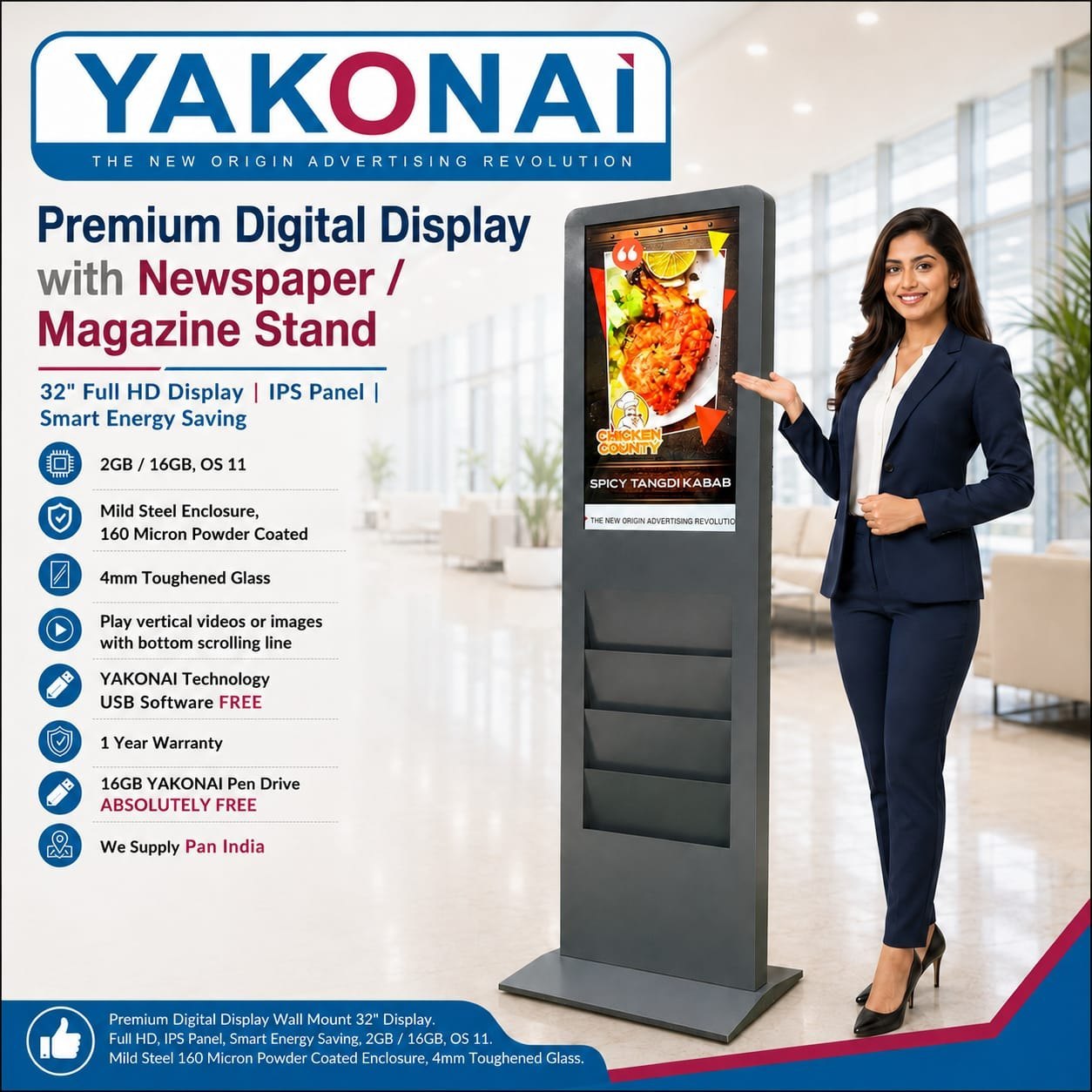 Digital Screen Brochure Stand - Magazine Rack