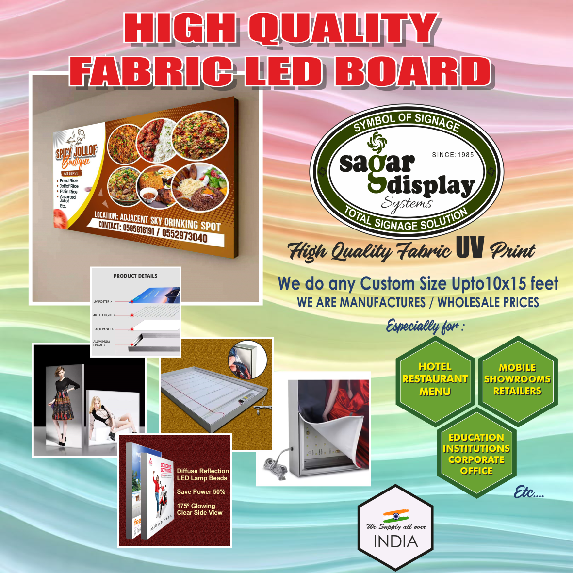 Aluminum Custom LED Fabric Textile Light Box Signage