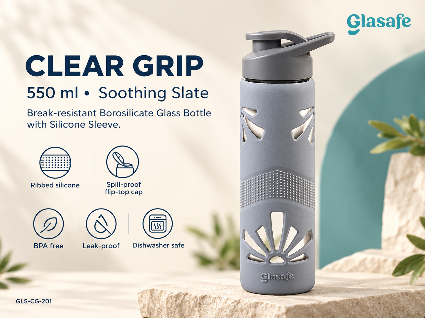 Glasafe Clear Grip Bottle 550ml