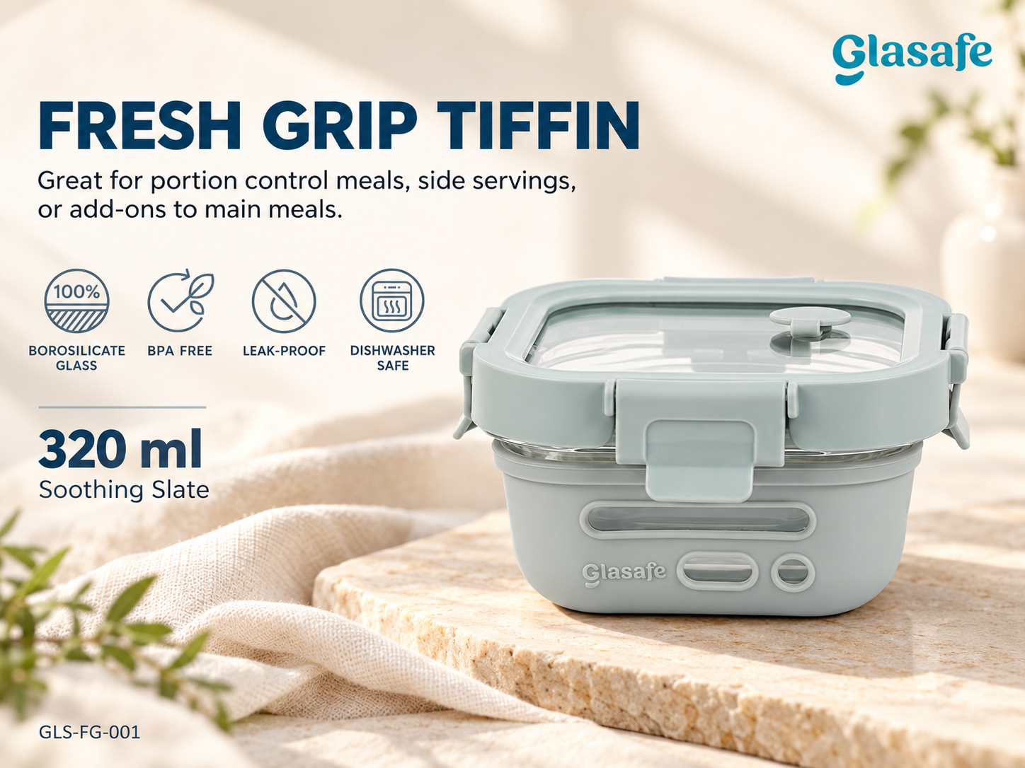 Glasafe Fresh Grip Tiffin 320ml