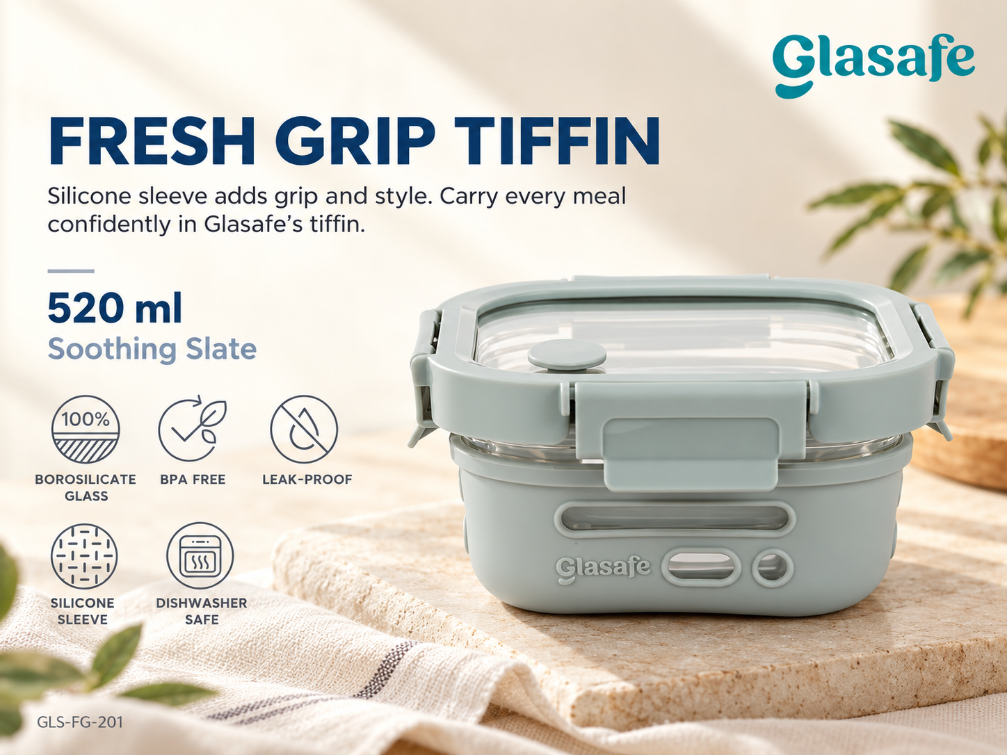 Glasafe Fresh Grip Tiffin 520ml