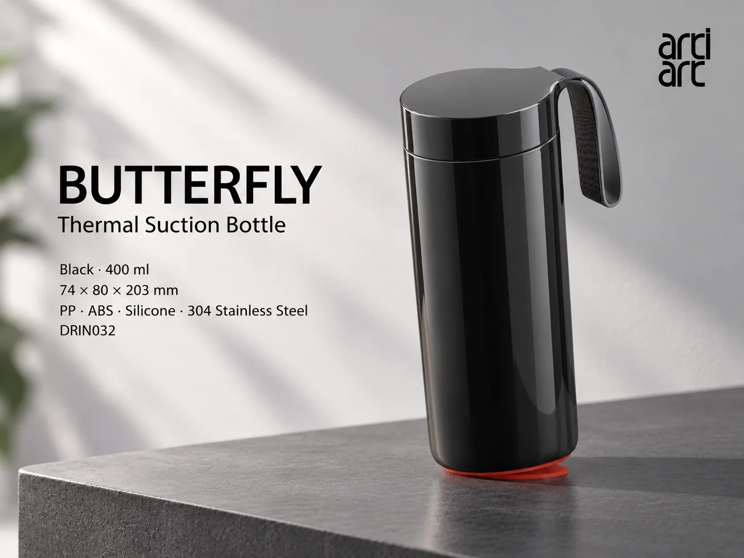 ArtiArt Butterfly Thermal Suction Bottle 400ml