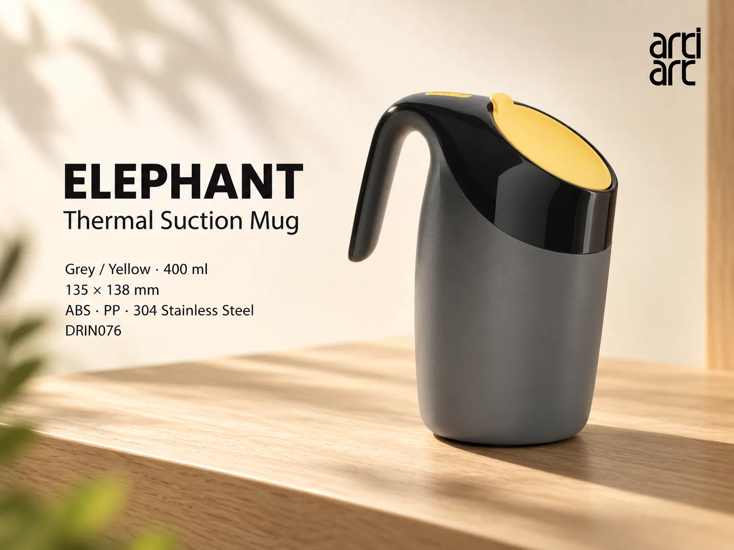 ArtiArt Elephant Thermal Suction Mug 400ml