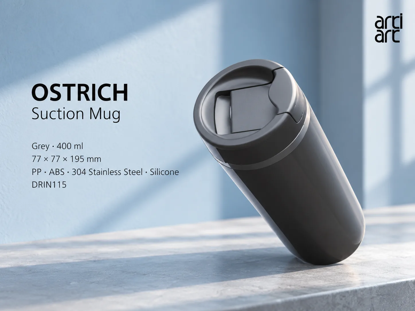 ArtiArt Ostrich Suction Mug 400ml