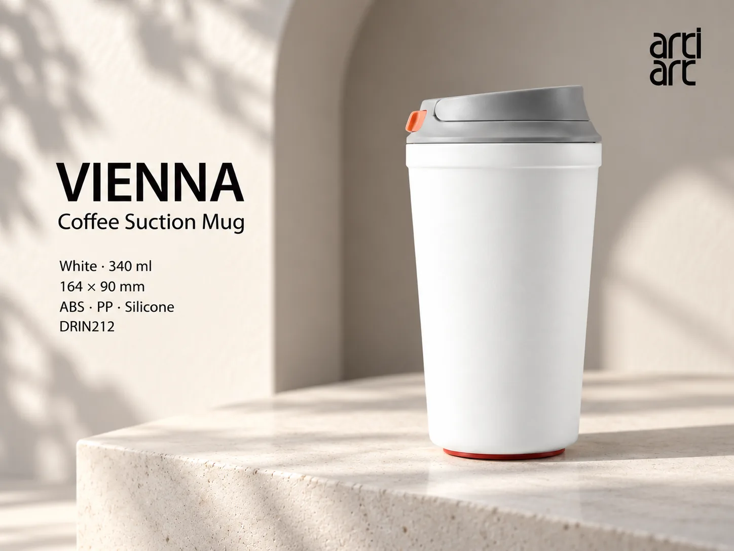 ArtiArt Vienna Coffee Suction Mug 340ml