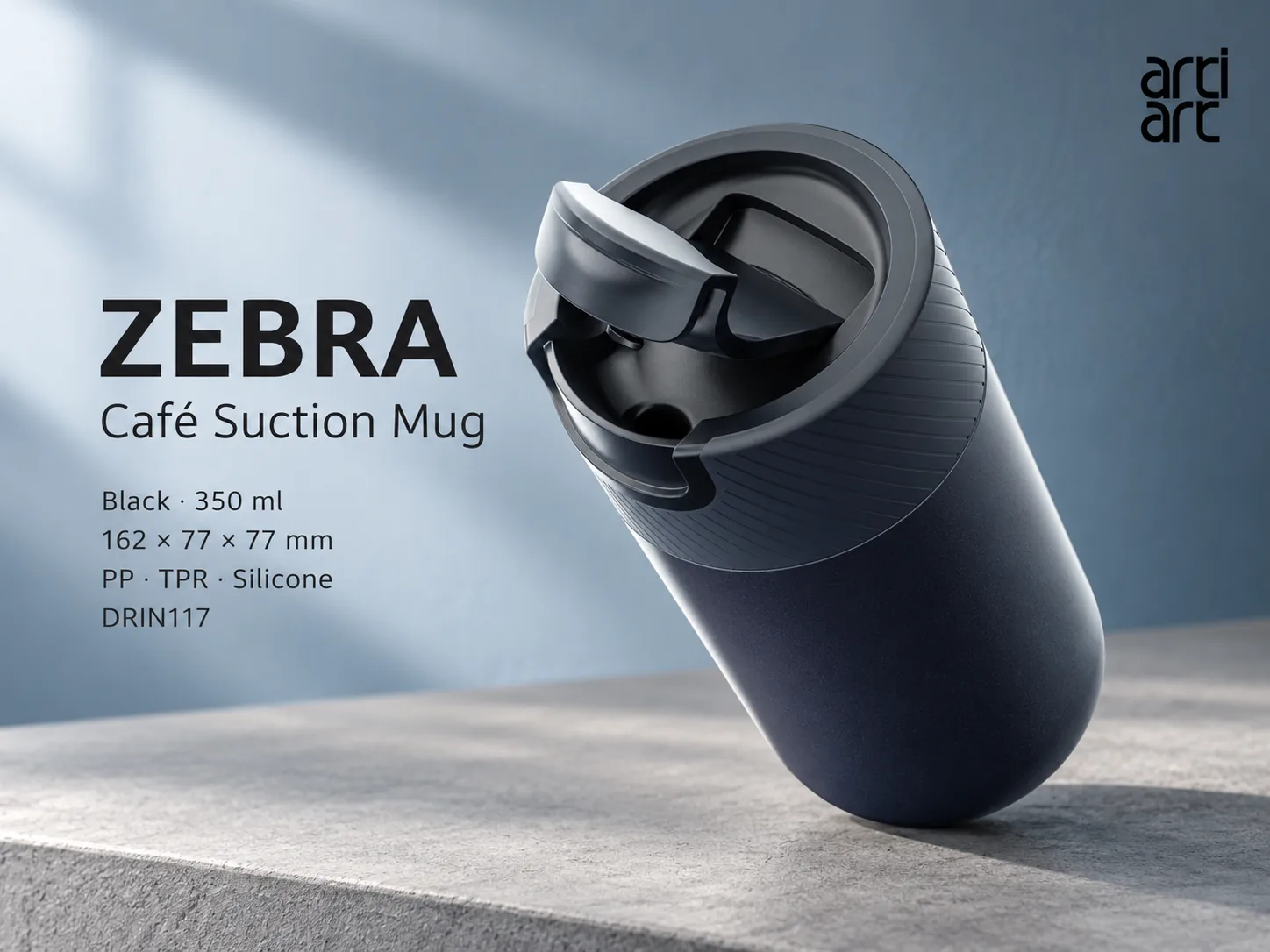 ArtiArt Zebra Café Suction Mug 350ml