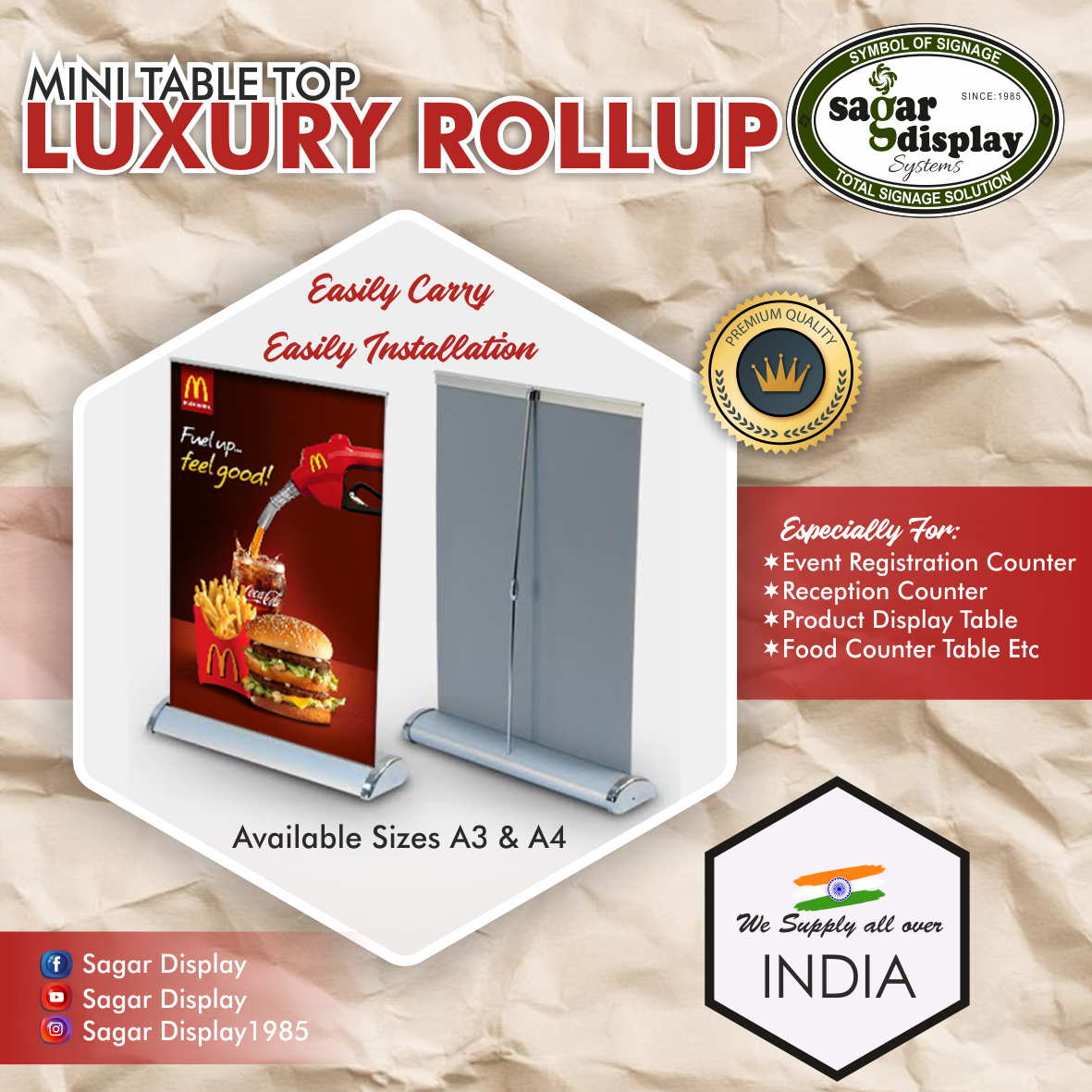 Tabletop Roll Up Standee