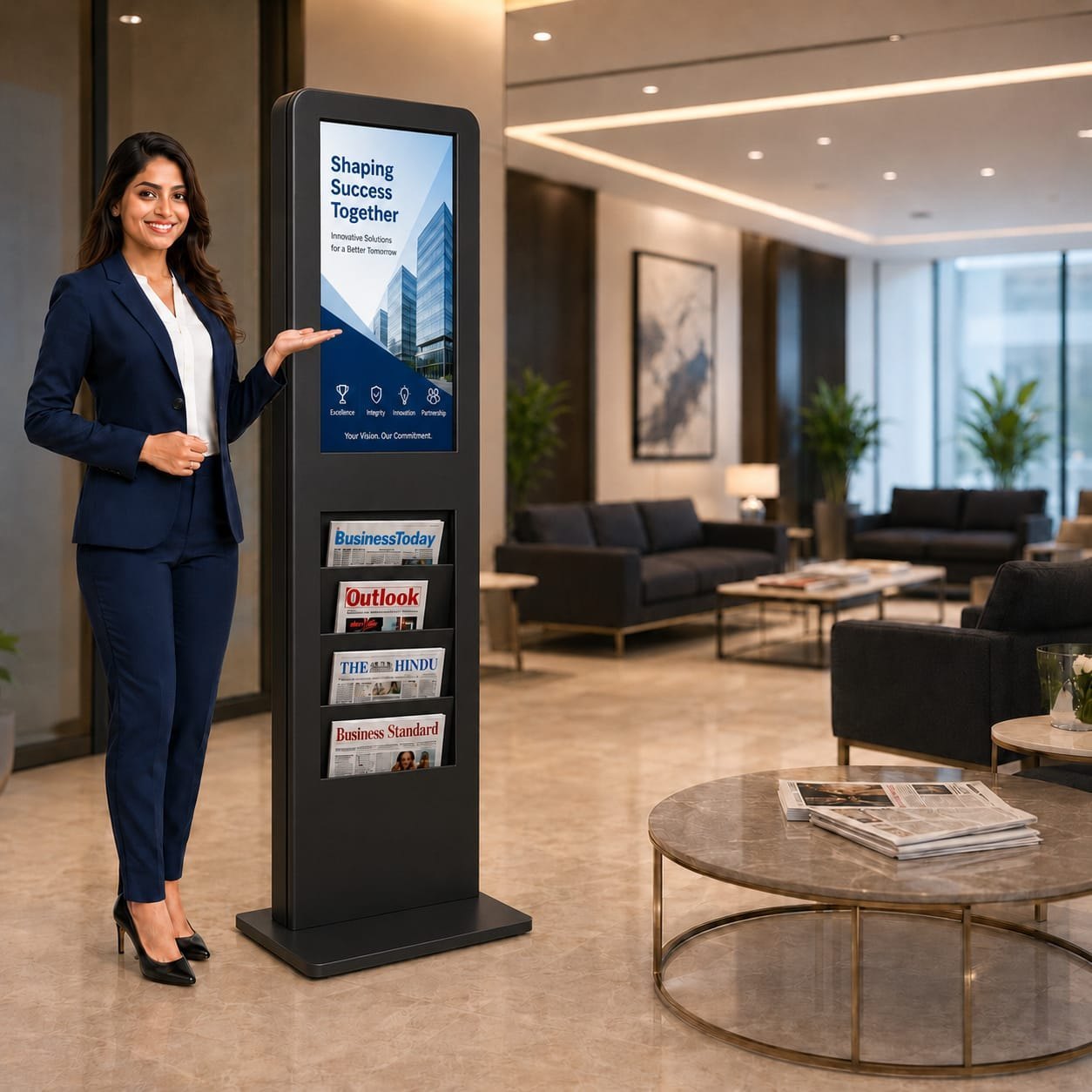 Standing Digital Signage with Leaflet Holder