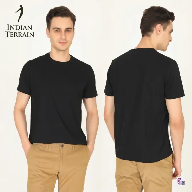 Indian Terrain Classic Solid Crew Neck T-shirt