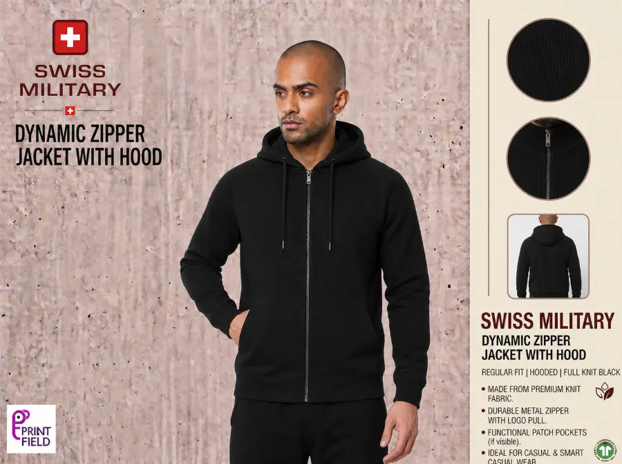 Swiss Military Dynamic Zipper Jacket With Hood