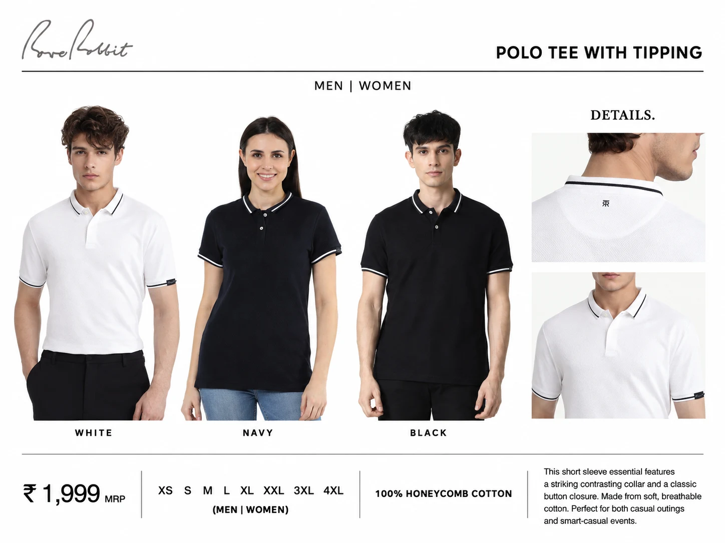 Rare Rabbit Men's Tipped Polo Tee