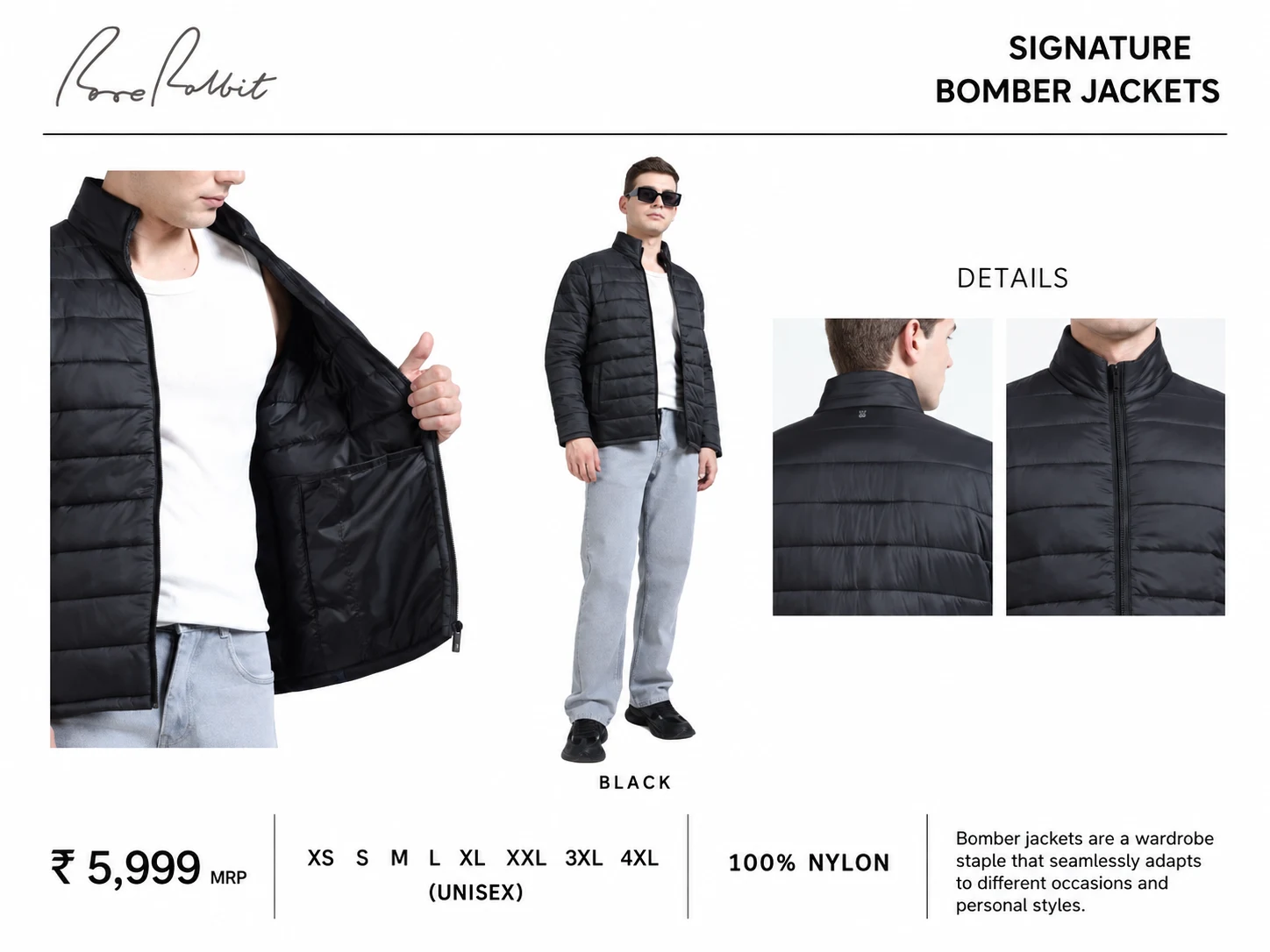 Rare Rabbit Signature Bomber Jacket