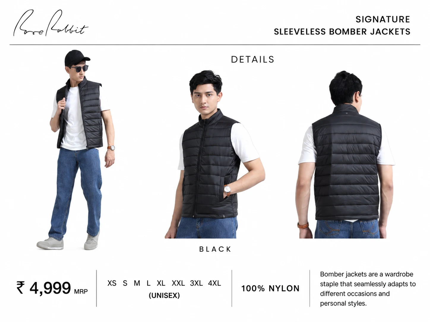 Rare Rabbit Signature Sleeveless Bomber Jacket