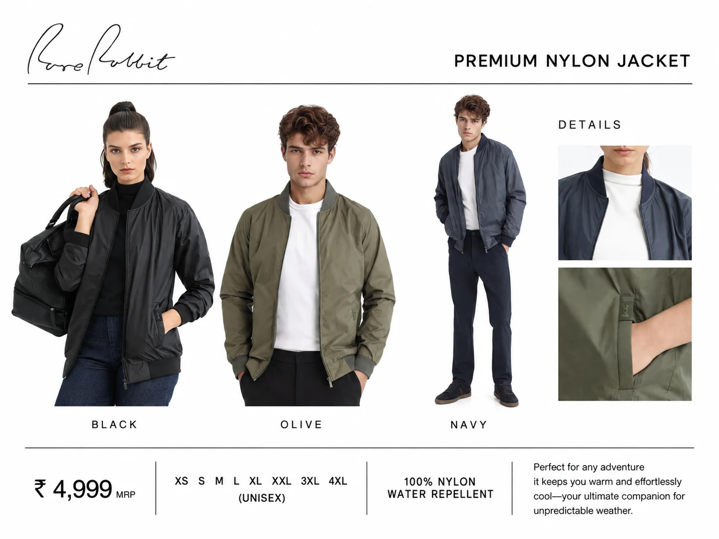 Rare Rabbit Unisex Premium Nylon Jacket