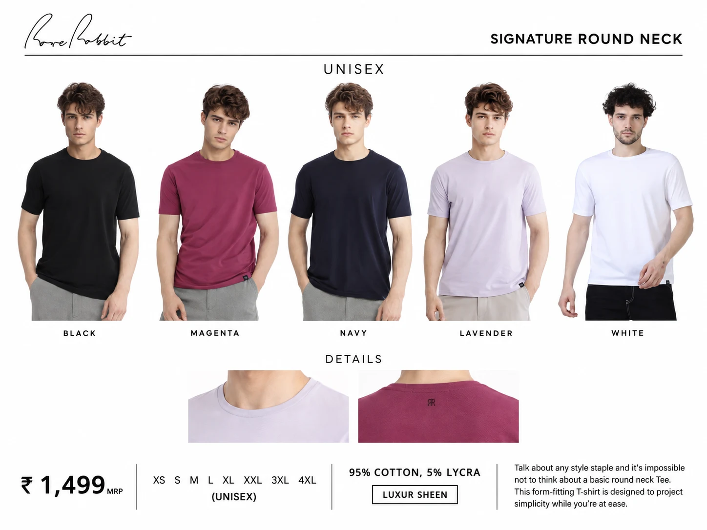 Rare Rabbit Unisex Signature Luxe T-Shirt