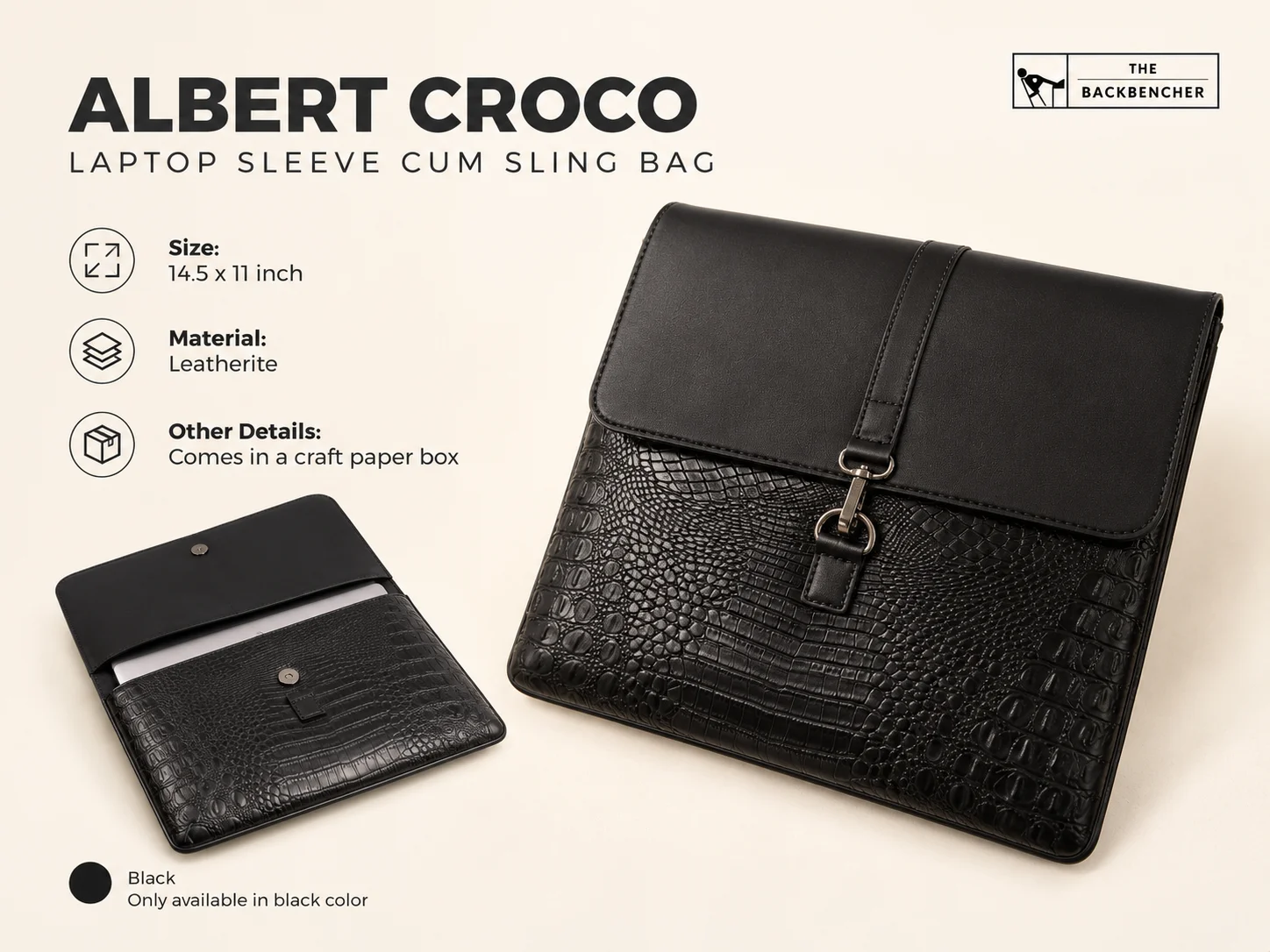 TBH Albert Croco Laptop Sleeve Cum Sling Bag