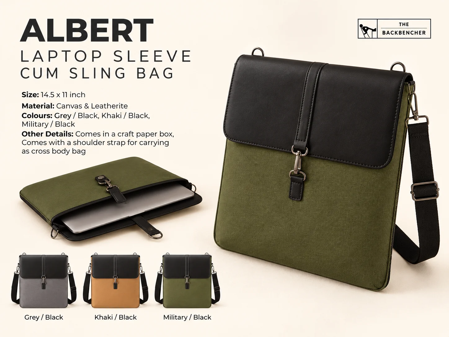 TBH Albert Laptop Sleeve Cum Sling Bag