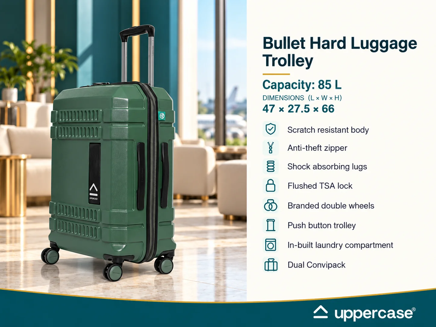 Uppercase Bullet Hard Luggage Trolley