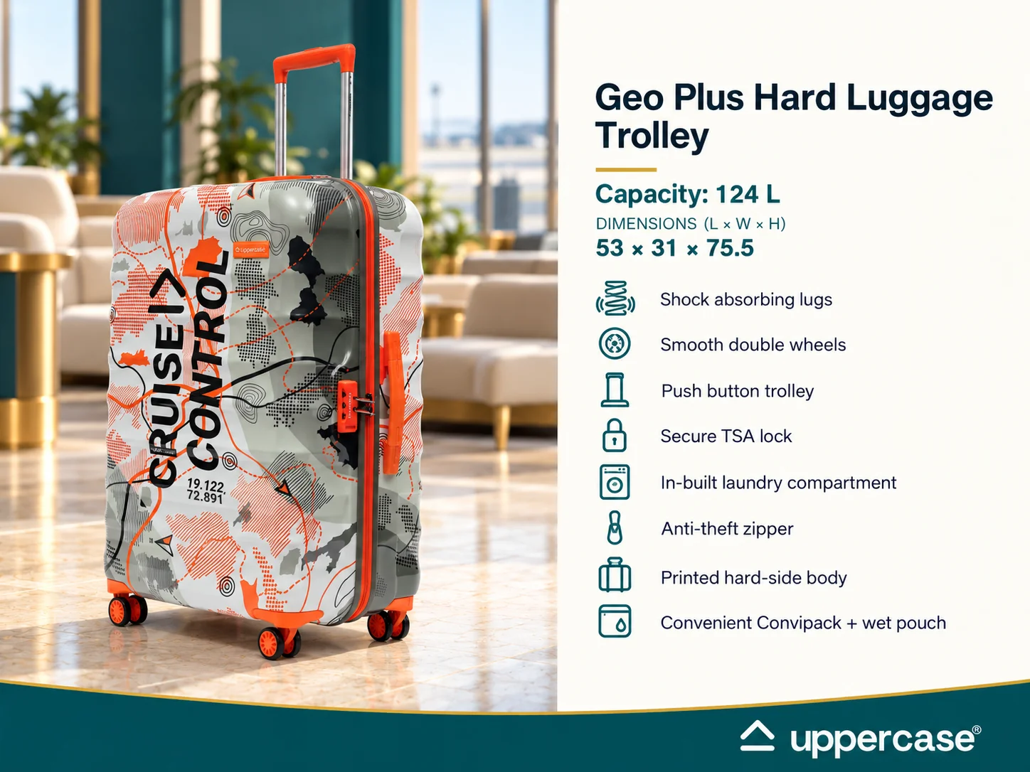 Uppercase Geo Plus Hard Luggage Trolley