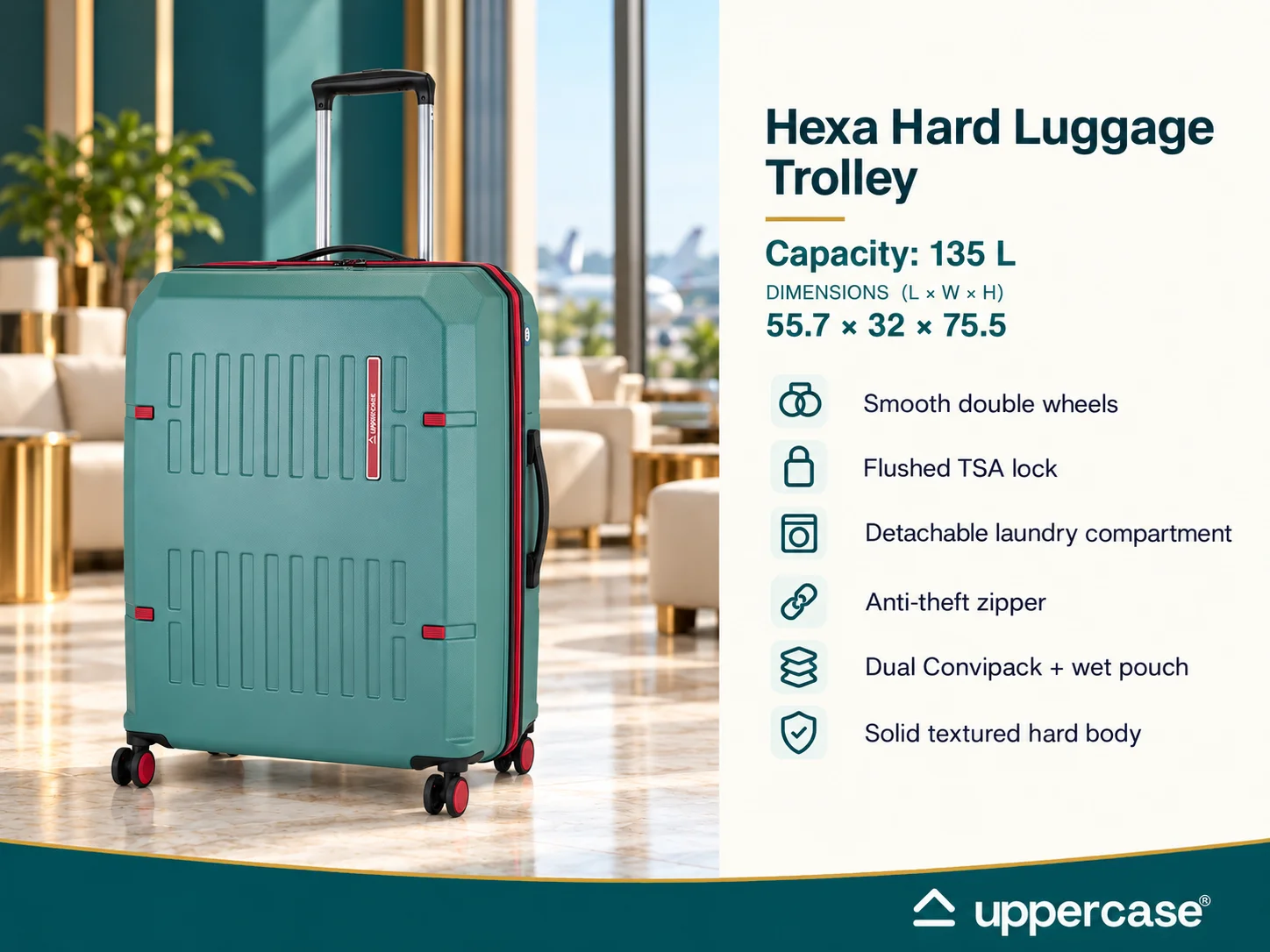 Uppercase Hexa Hard Luggage Trolley